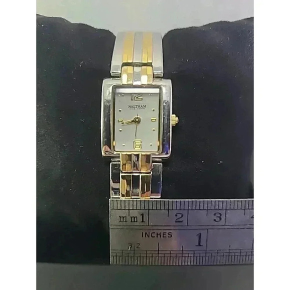 Womens Waltham Petit Classics Gold Silver Tone Ladies Watch Cuff Bangle Bracelet - Picture 5 of 10